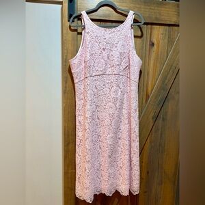 White House Black Market Pink Lace Halter Aline Dress